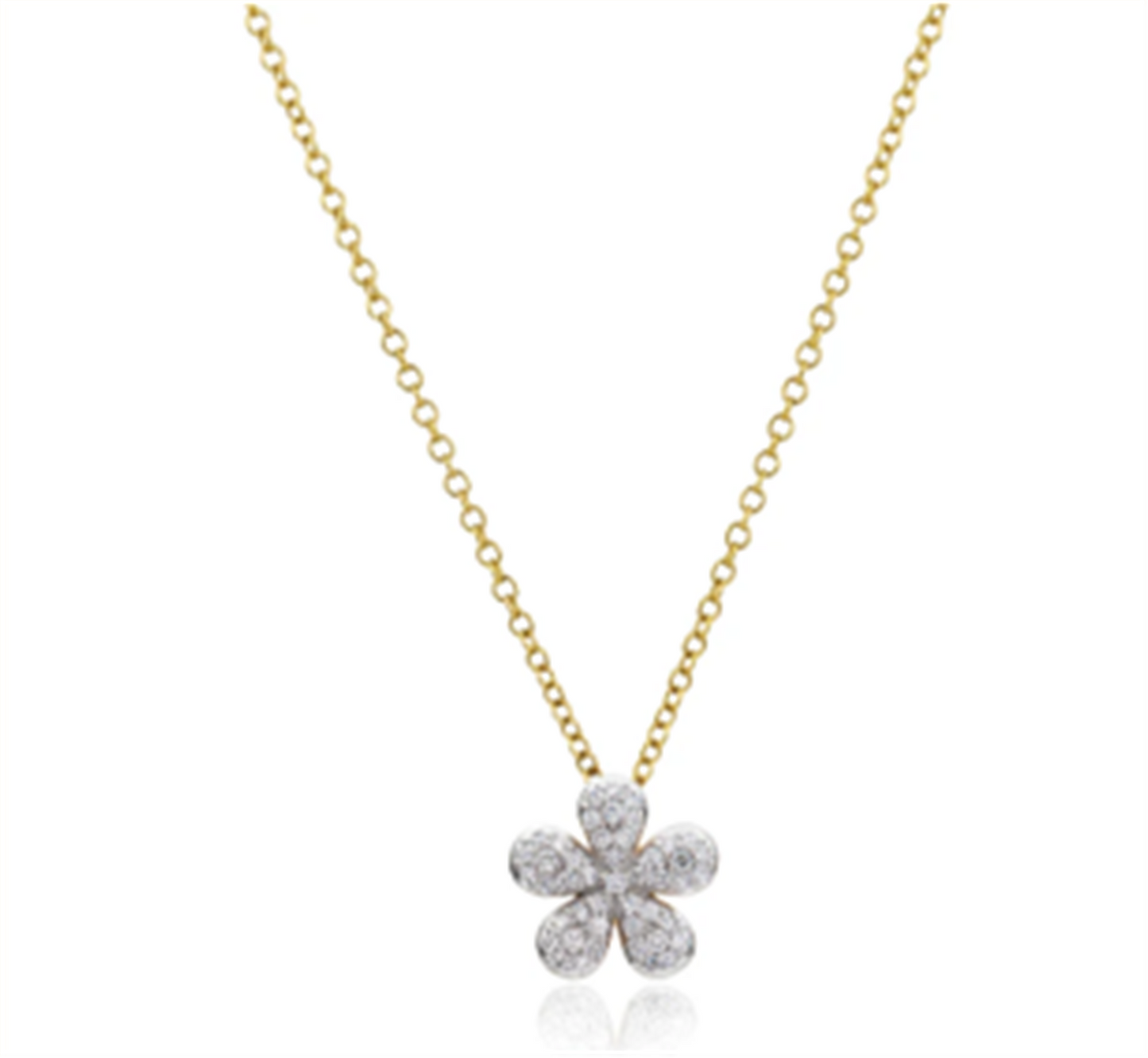Phillips House Symphony Diamond Forget-Me-Not Petite Pave Necklace in 14k Yellow Gold