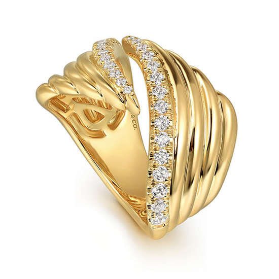 Gabriel & Co. Gold & Diamond Bypass Ring