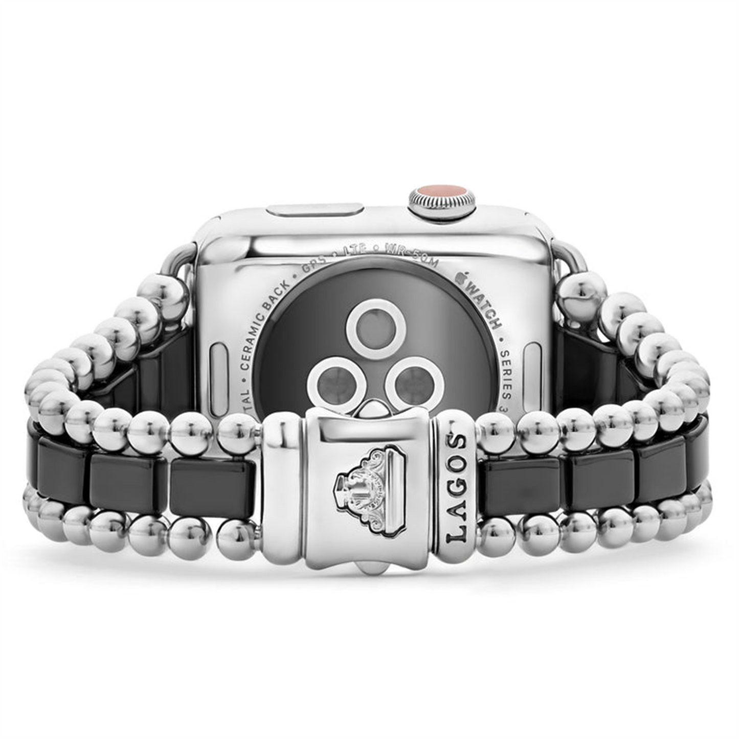 Lagos Black Ceramic & Stainless Steel Watch Bracelet - 42 - 49mm