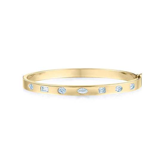 Kwiat Stackable Slim Bangle in 18k Gold & 1ct Mixed Shape Diamonds