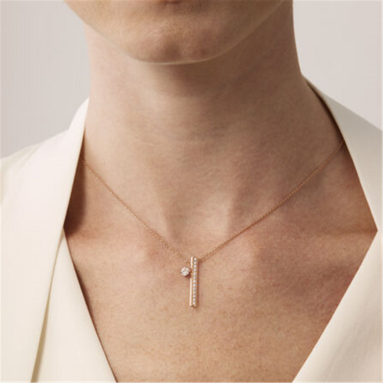 Hearts on Fire Barre Floating Single Diamond Pavé Necklace