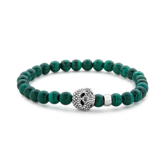 Lagos Malachite Skull Bracelet