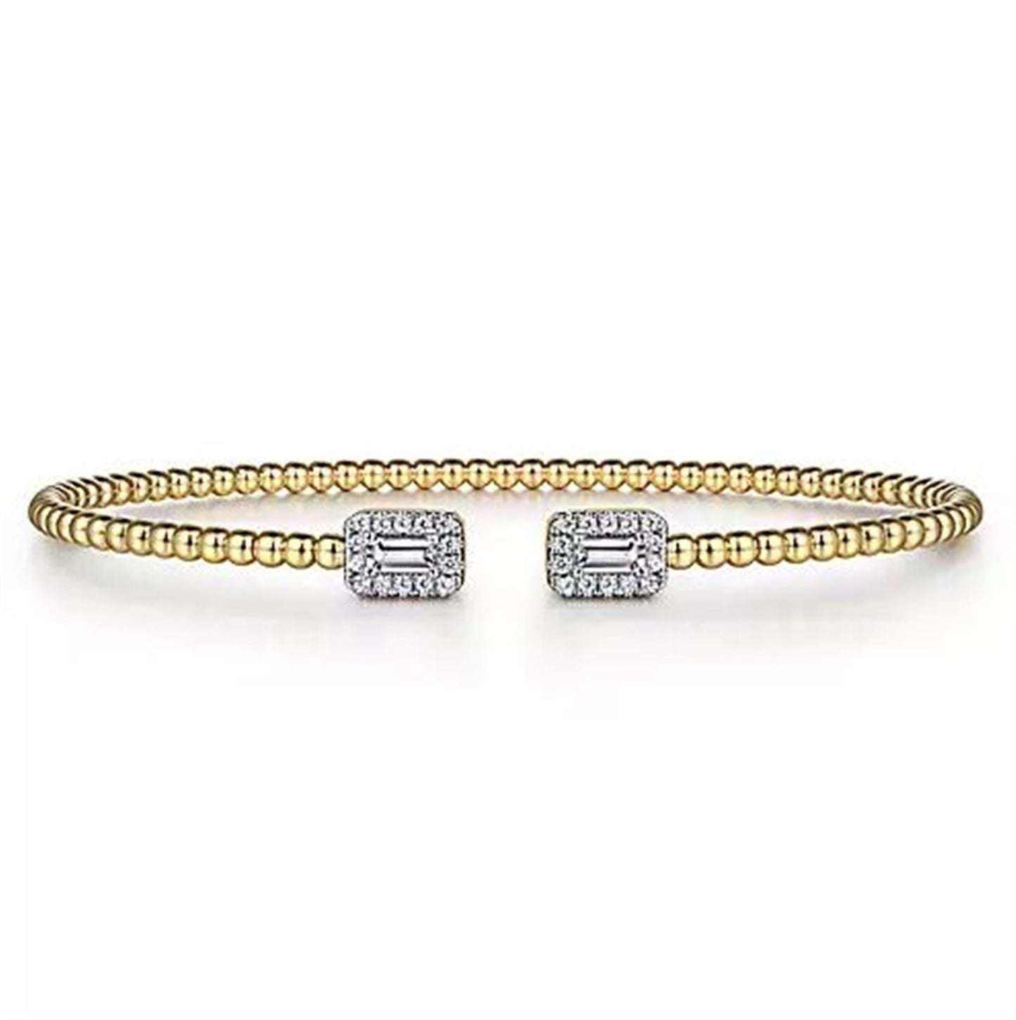 Gabriel & Co. Gold Bujukan Open Cuff Bracelet with Diamond Baguettes
