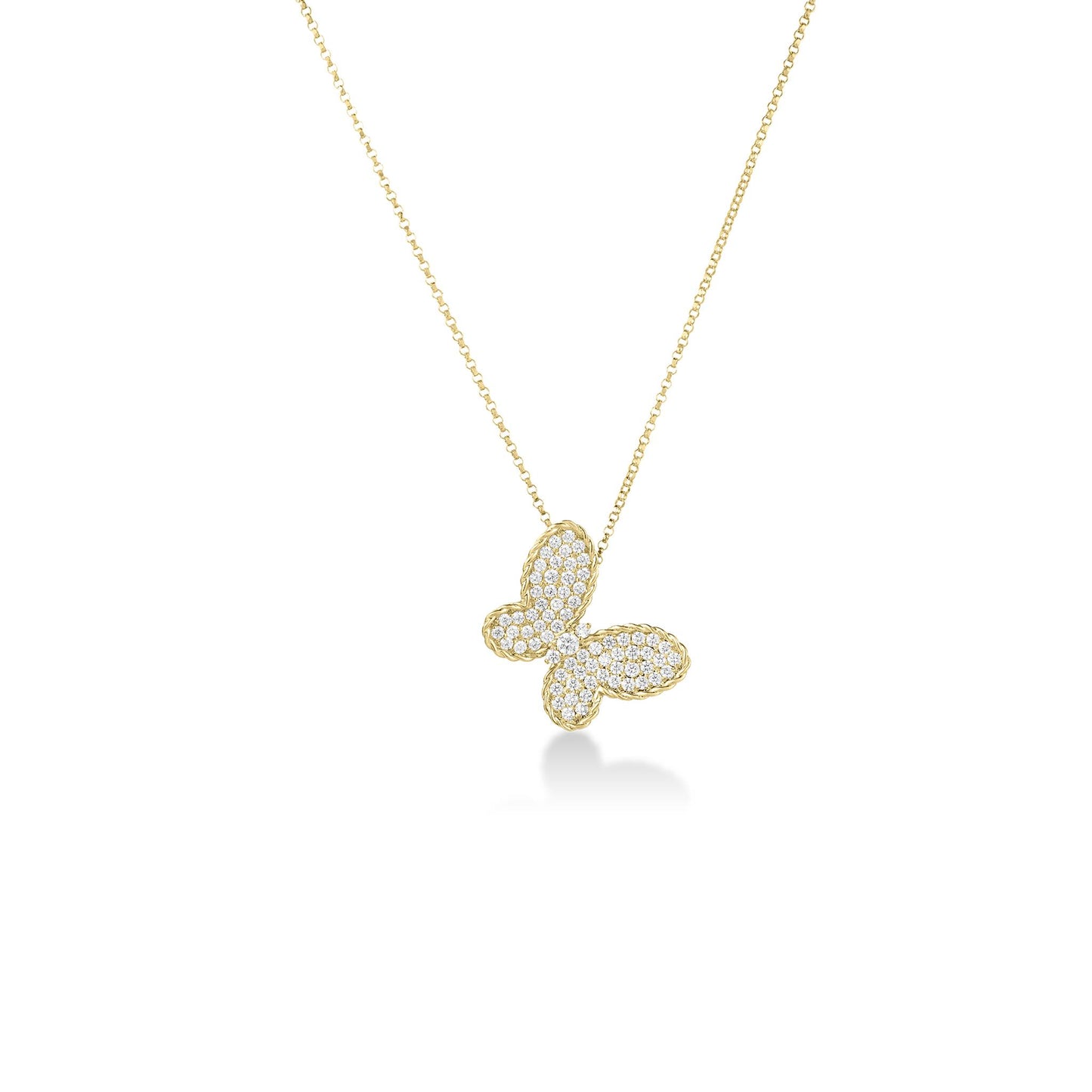 Roberto Coin Diamond Jasmine Butterfly Necklace in 18k Gold