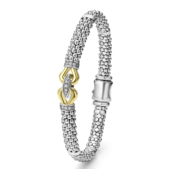 Lagos Two-Tone Caviar Buckle Diamond Bracelet
