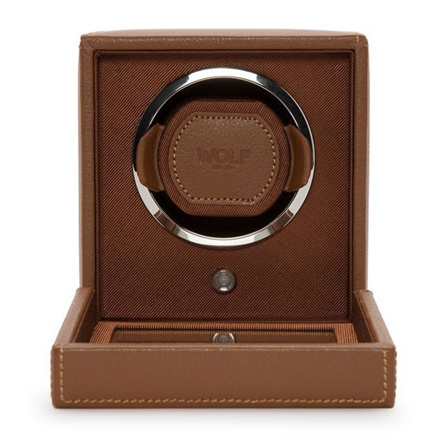 WOLF Cognac Cub Single Watch Winder w/ Cover