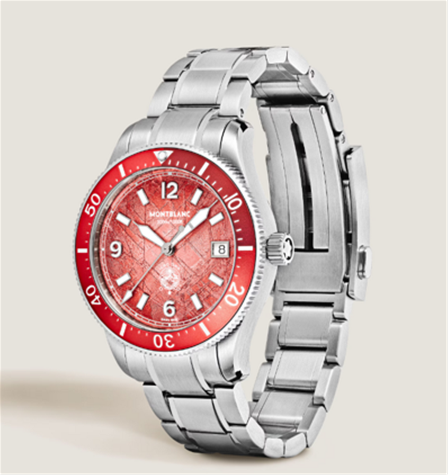 MontBlanc Stainless Steel Iced Sea Automatic Date 0 Oxygen Limited Edition - 300 Pieces