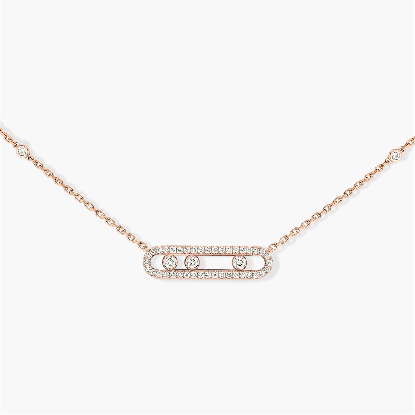 Messika Baby Move Pavé Necklace in 18k Rose Gold & 1/3ct Diamonds