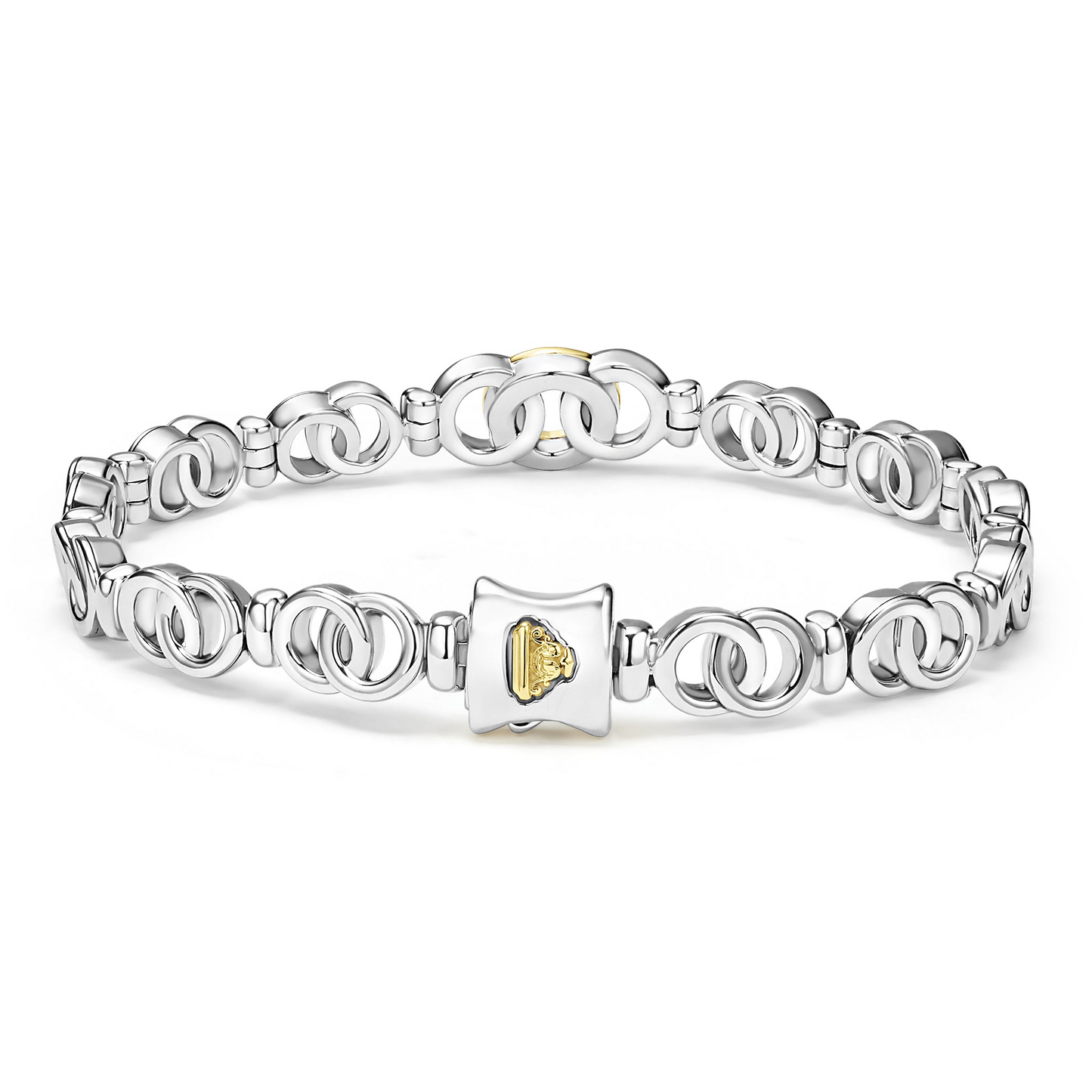 Lagos Two-Tone Petite Interlocking Diamond Link Bracelet