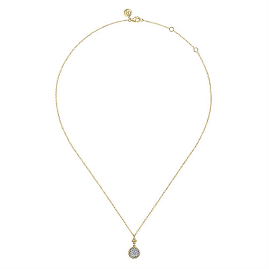 Gabriel & Co. Gold Diamond Cluster Bujukan Pendant Necklace