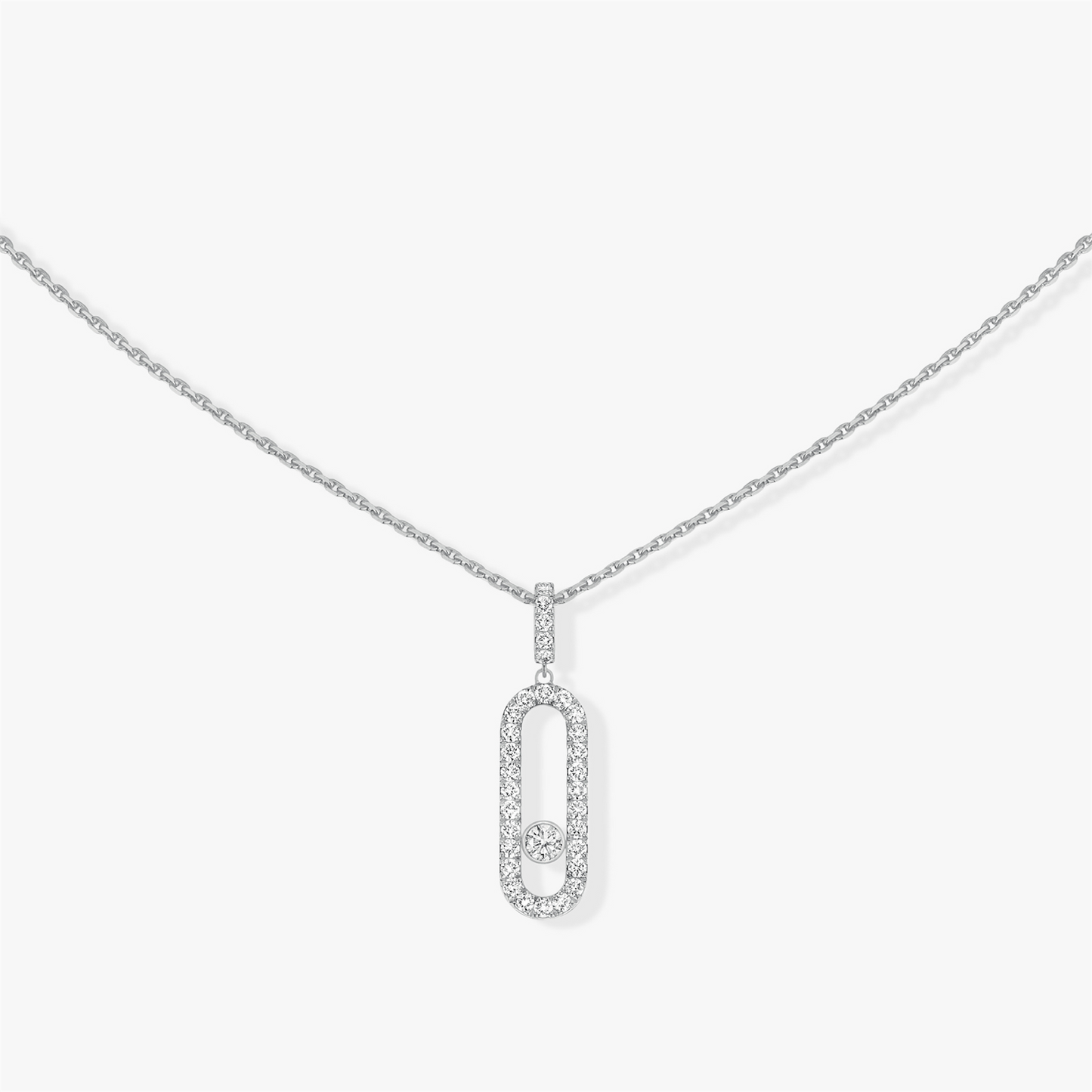 Messika Move Uno Pavé Necklace in 18k White Gold & 1/3ct Diamonds