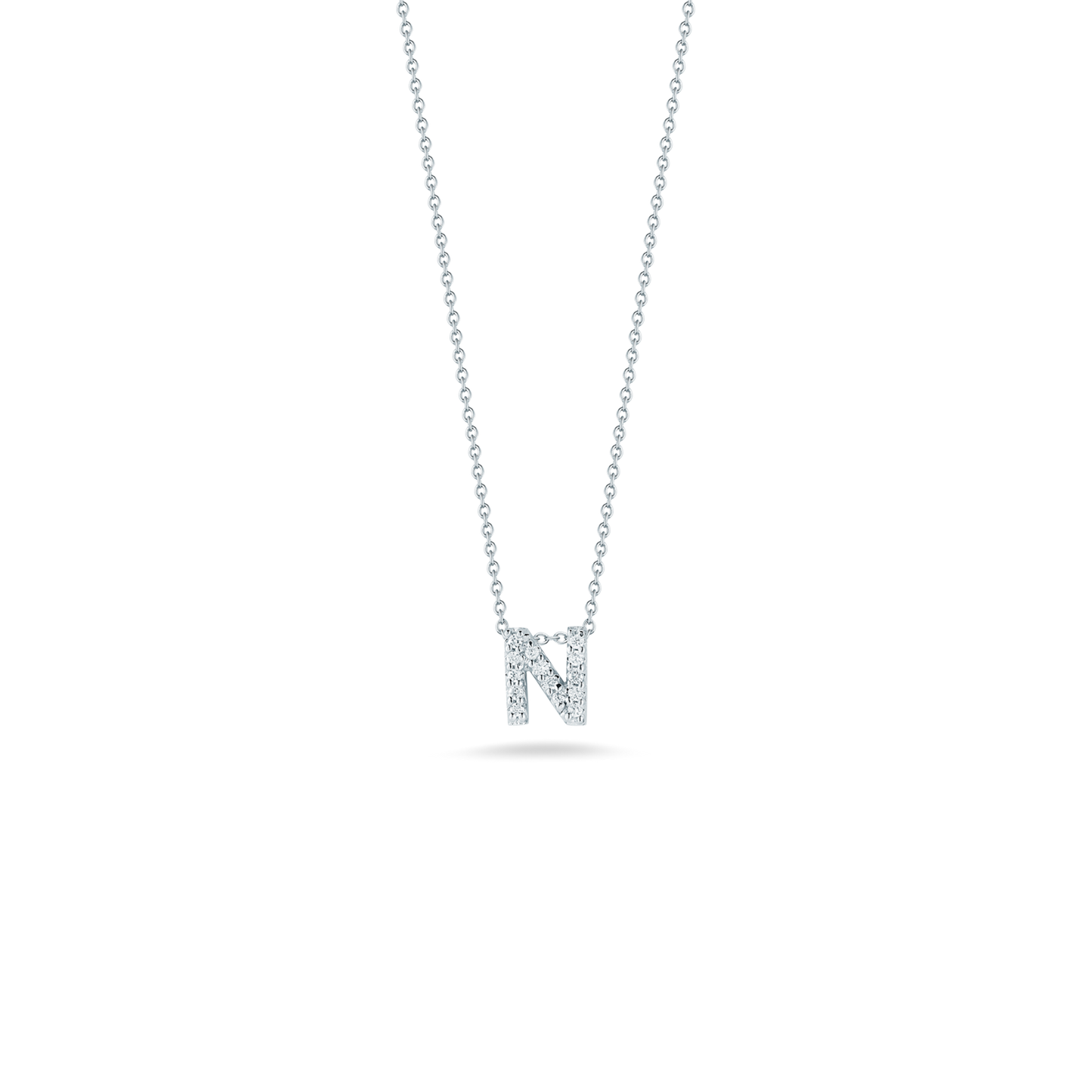 Roberto Coin Diamond Love Letter "N" Necklace in 18k White Gold