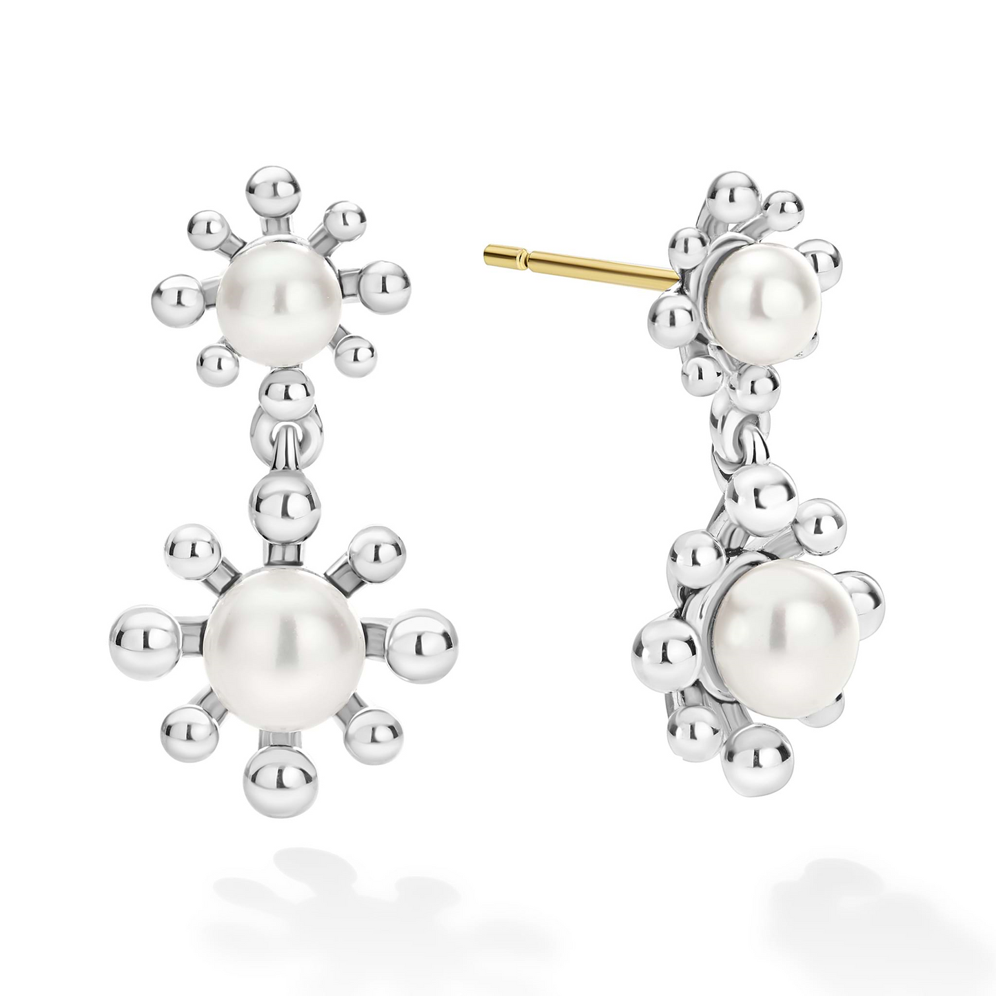 Lagos Fleur Pearl Drop Earrings in Sterling Silver