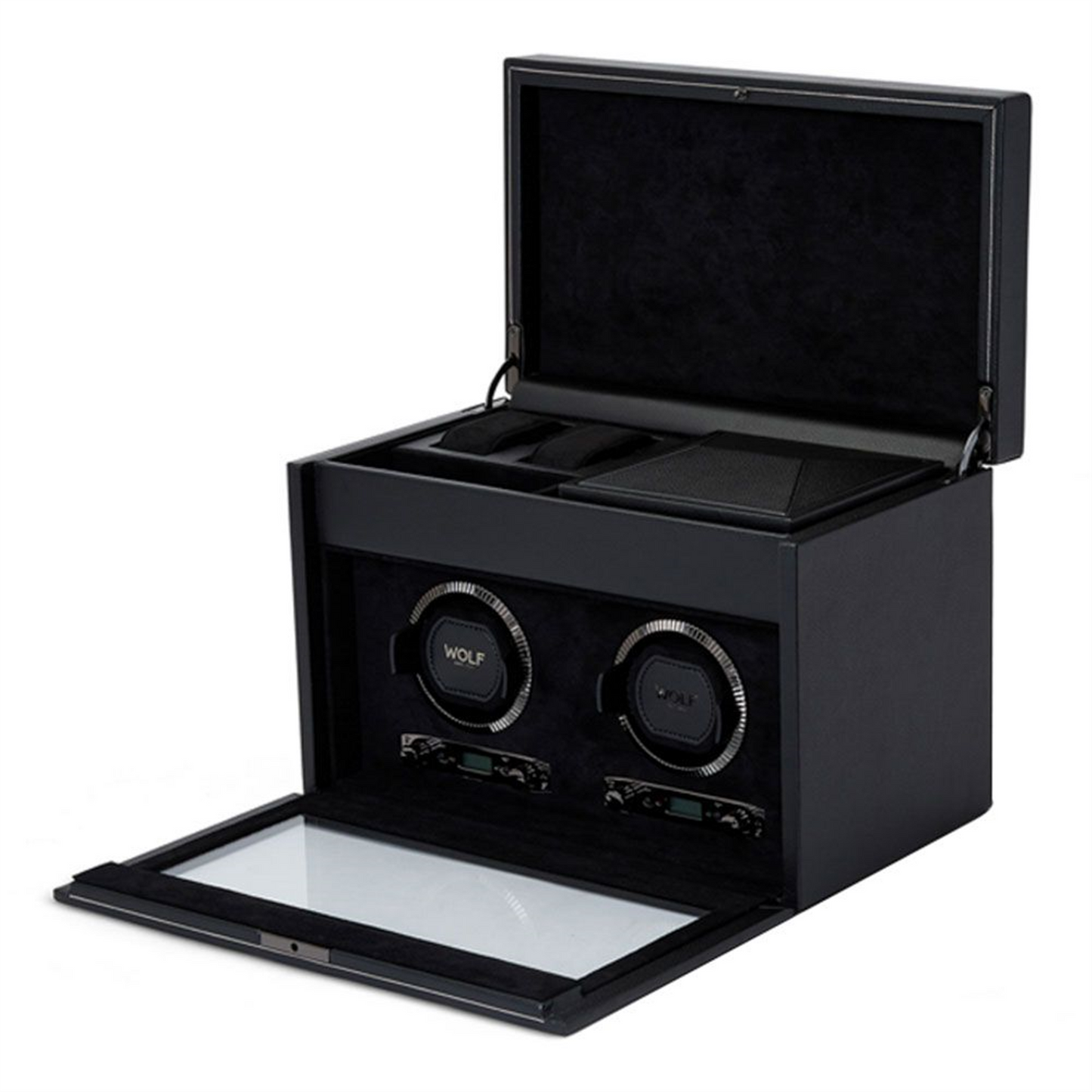 WOLF British Racing Double Watch Winder with Storage