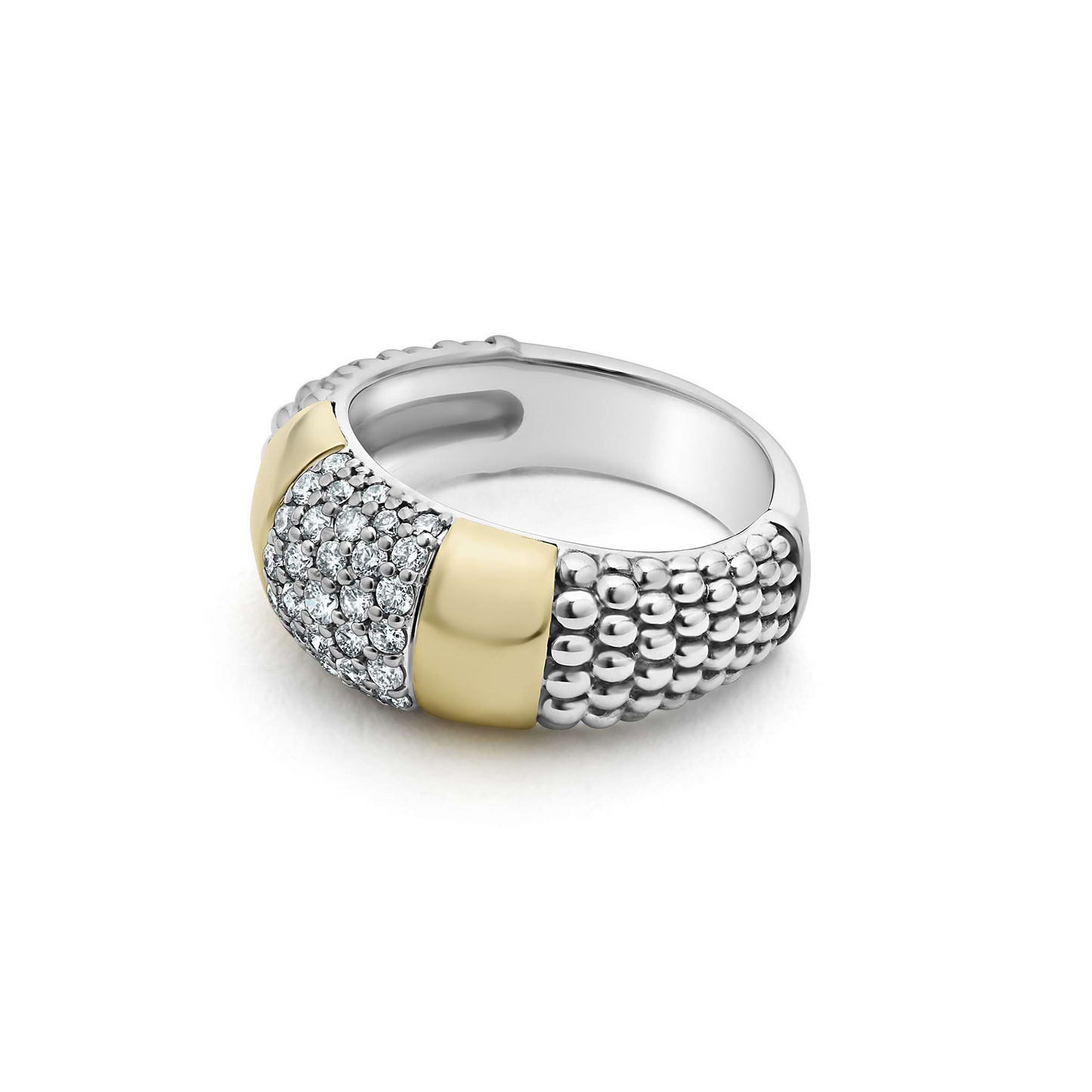 Lagos Two-Tone Station Diamond Ring in Sterling Silver and 18k Gold