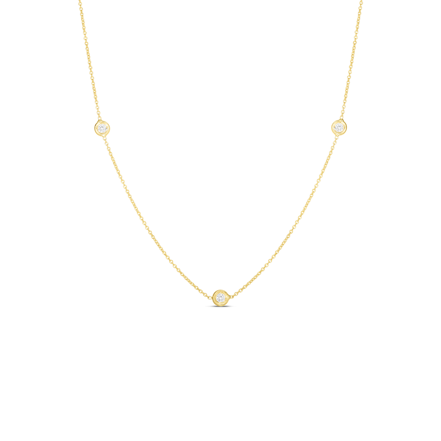 Roberto Coin Diamonds by the Inch 3 Station Necklace in 18k Gold & 0.15ct Diamonds