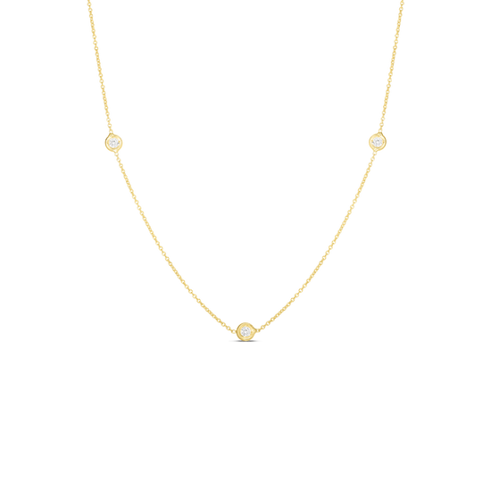 Roberto Coin Diamonds by the Inch 3 Station Necklace in 18k Gold & 0.15ct Diamonds