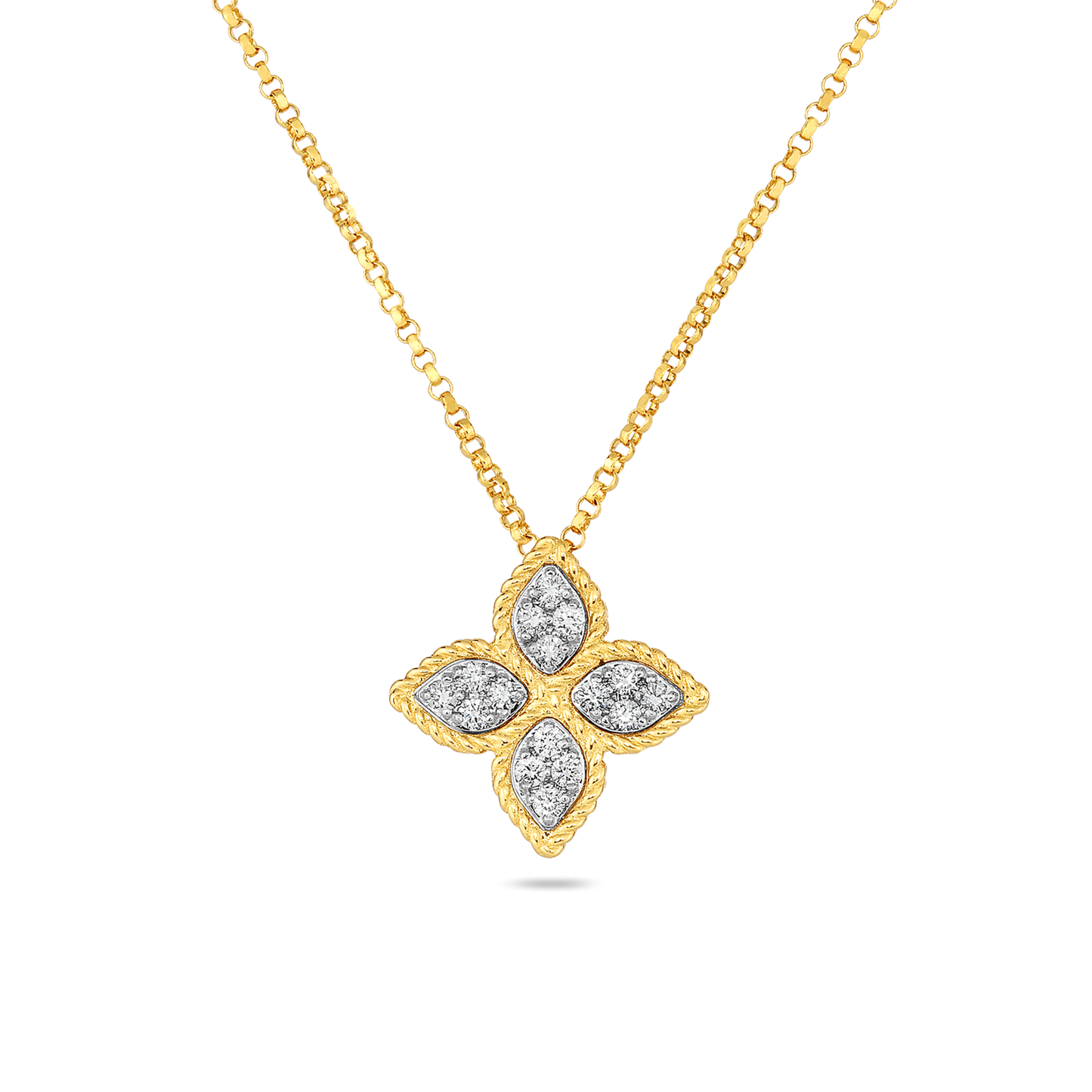 Roberto Coin Princess Flower Gold Medium Diamond Pendant