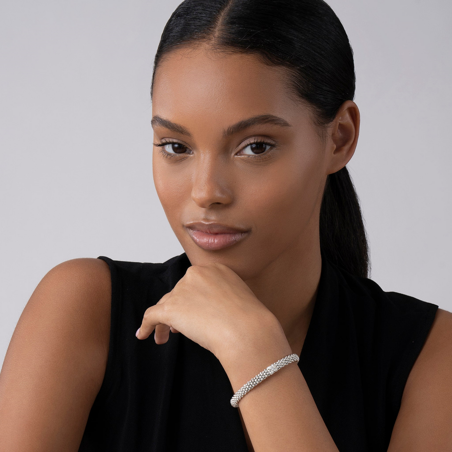 Lagos Single Station X Two-Tone Diamond Bracelet in Sterling Silver