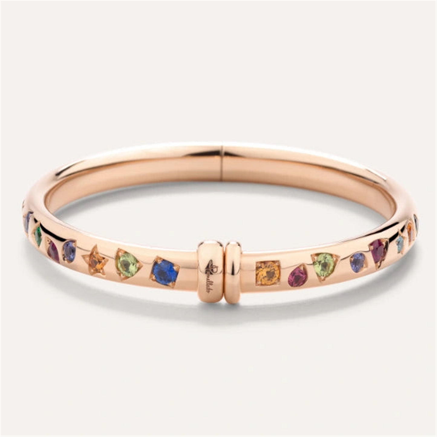 Pomellato Iconica Colour 18K Rose Gold Mixed Gemstones Bangle Bracelet