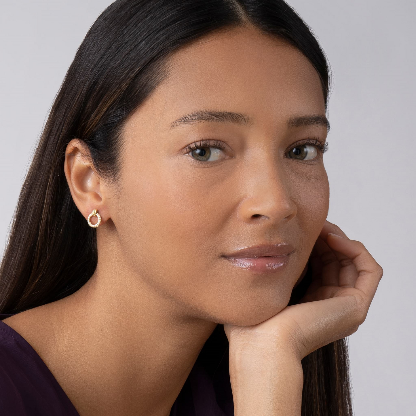 Lagos Circle Diamond Stud Earrings in 18k Gold