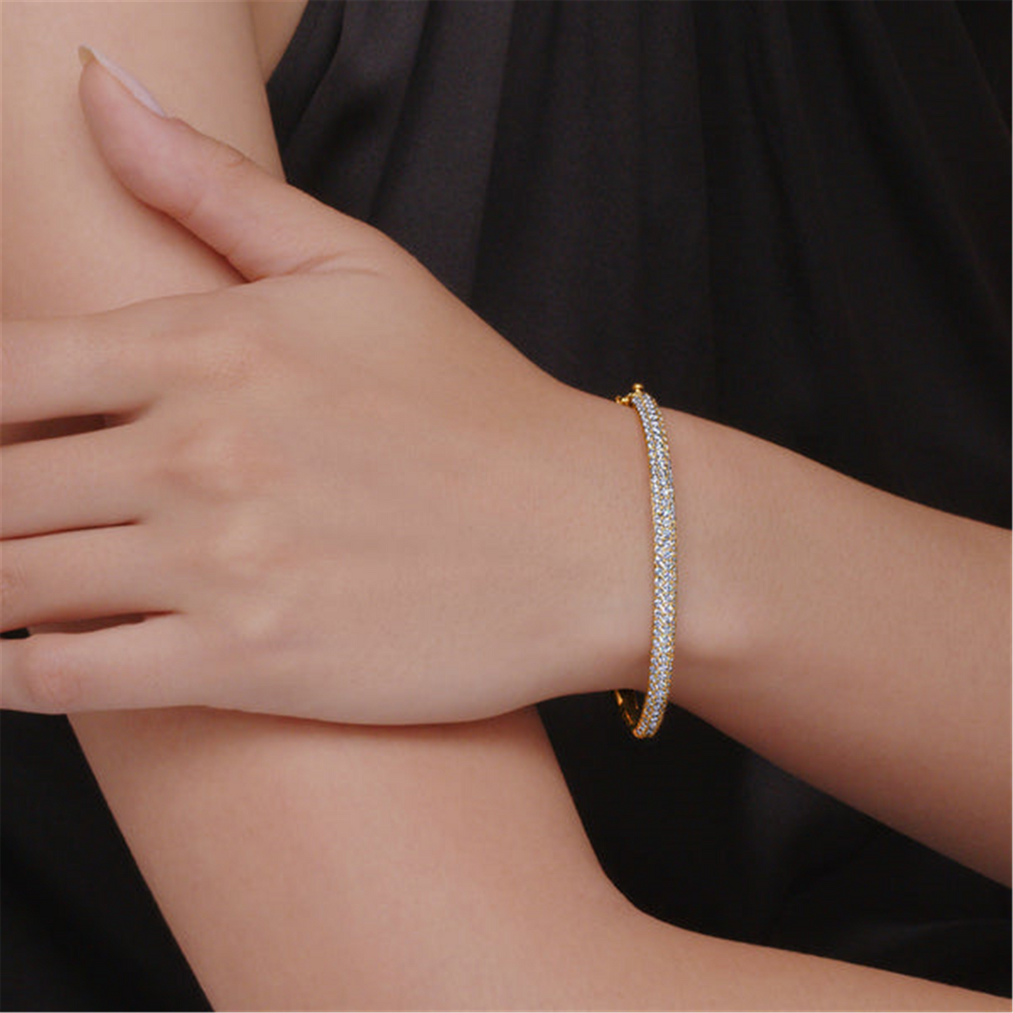 Kwiat Moonlight Three-Row Bangle w/ Pave Diamonds