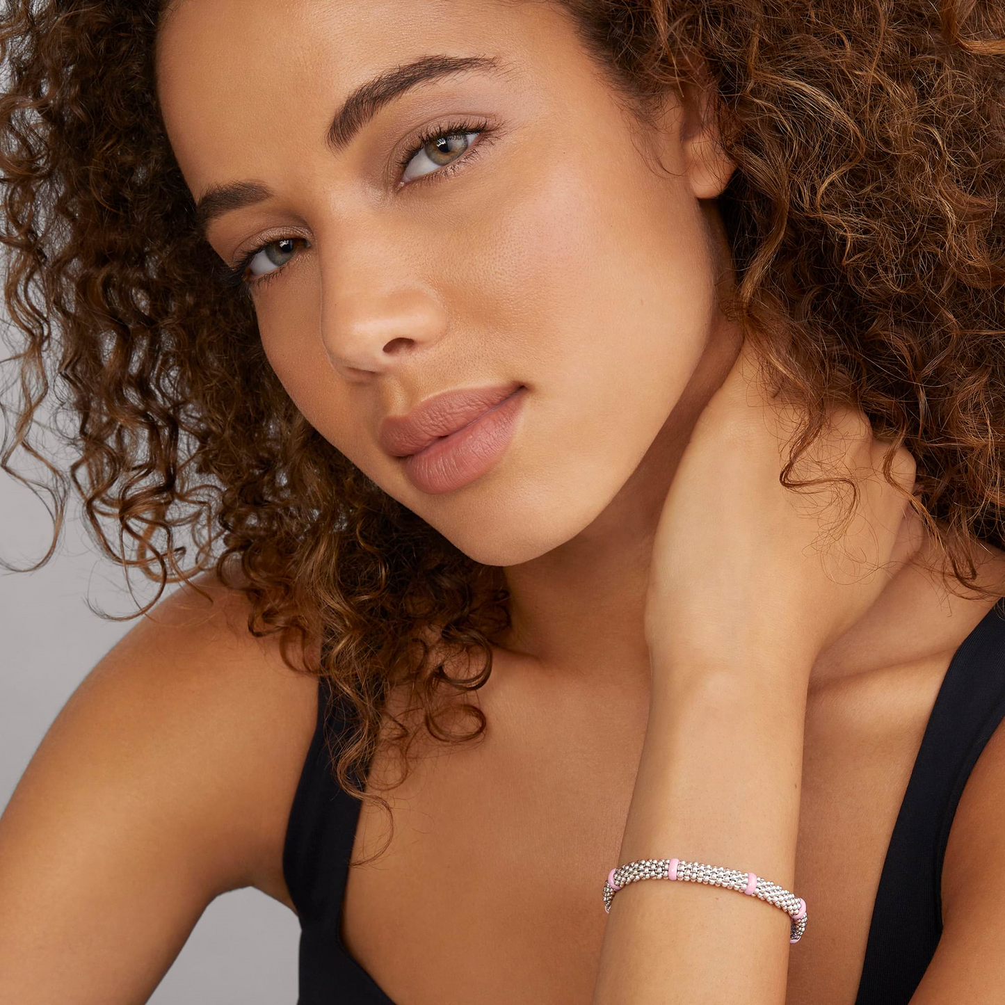 Lagos Pink Ceramic Station Caviar Bracelet
