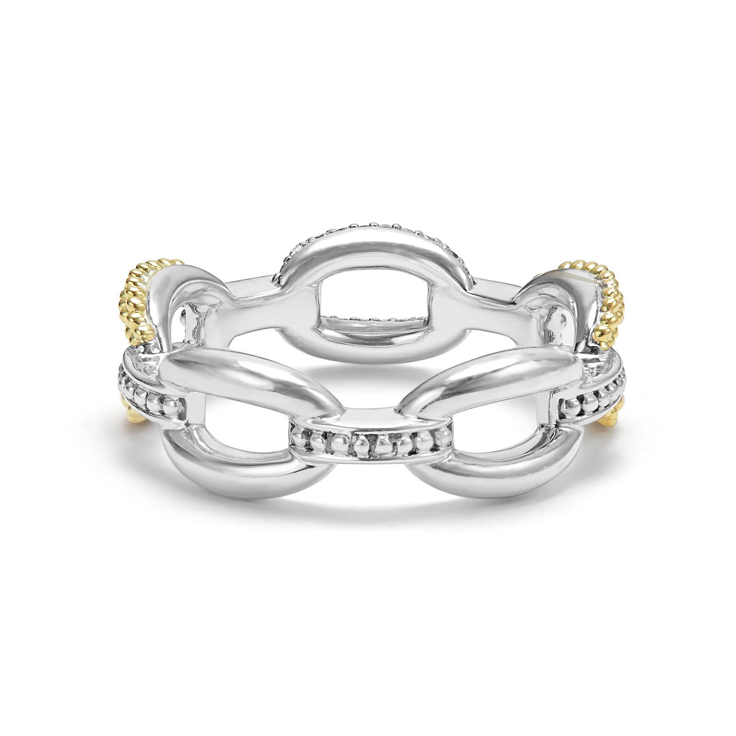 Lagos Small Two-Tone Eternity Diamond Ring in Sterling Silver and 18k Gold