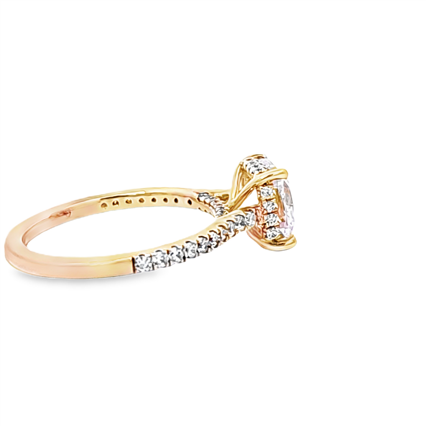 Cushion Cut w/ Hidden Halo Engagement Ring Setting  in 18k Rose Gold & 0.38ct Diamonds