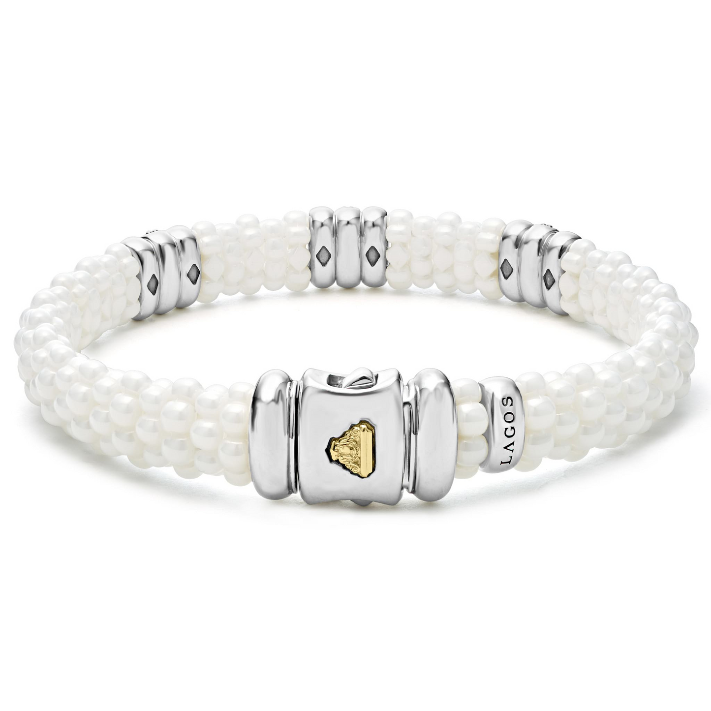 Lagos White Three Station Ceramic Diamond Bracelet