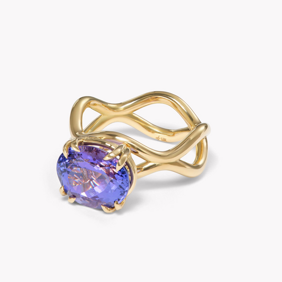 Jamie Turner Rose Tanzanite Ring in 18k Yellow Gold