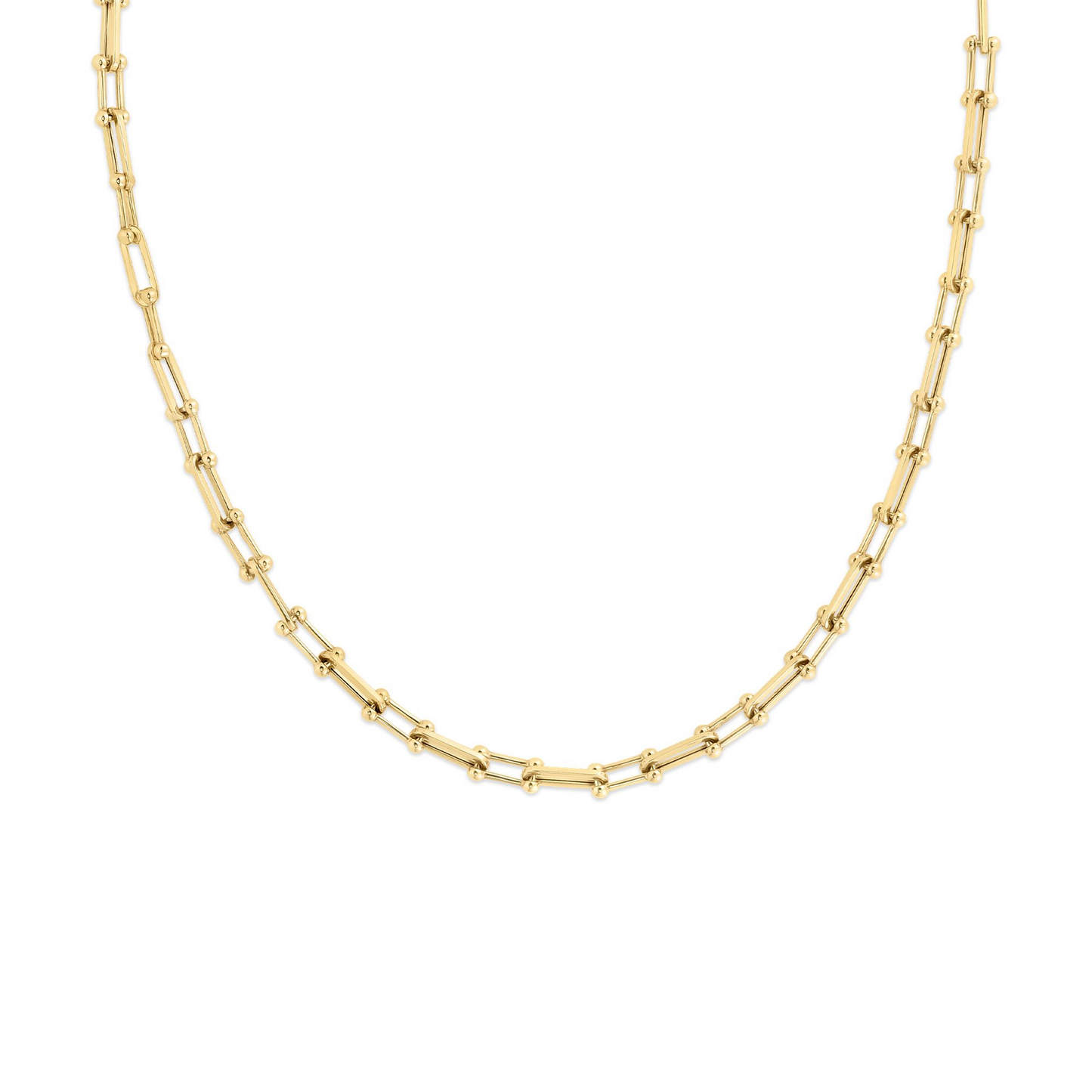 Roberto Coin Alternating Beaded End & Paperclip Necklace in 18k Gold - 17"
