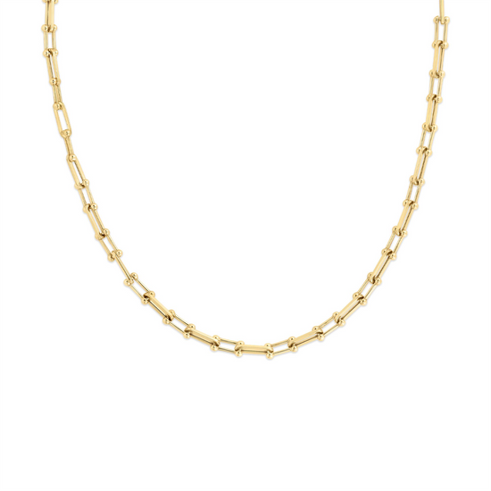 Roberto Coin Alternating Beaded End & Paperclip Necklace in 18k Gold - 17"