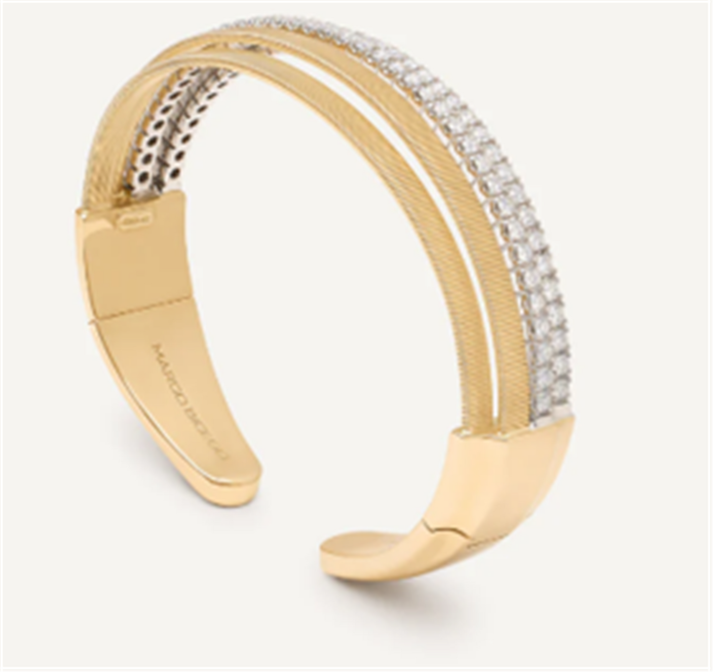 Marco Bicego Masai Two Row Diamond Tennis Statelemt Cuff Bracelet in 18k Gold