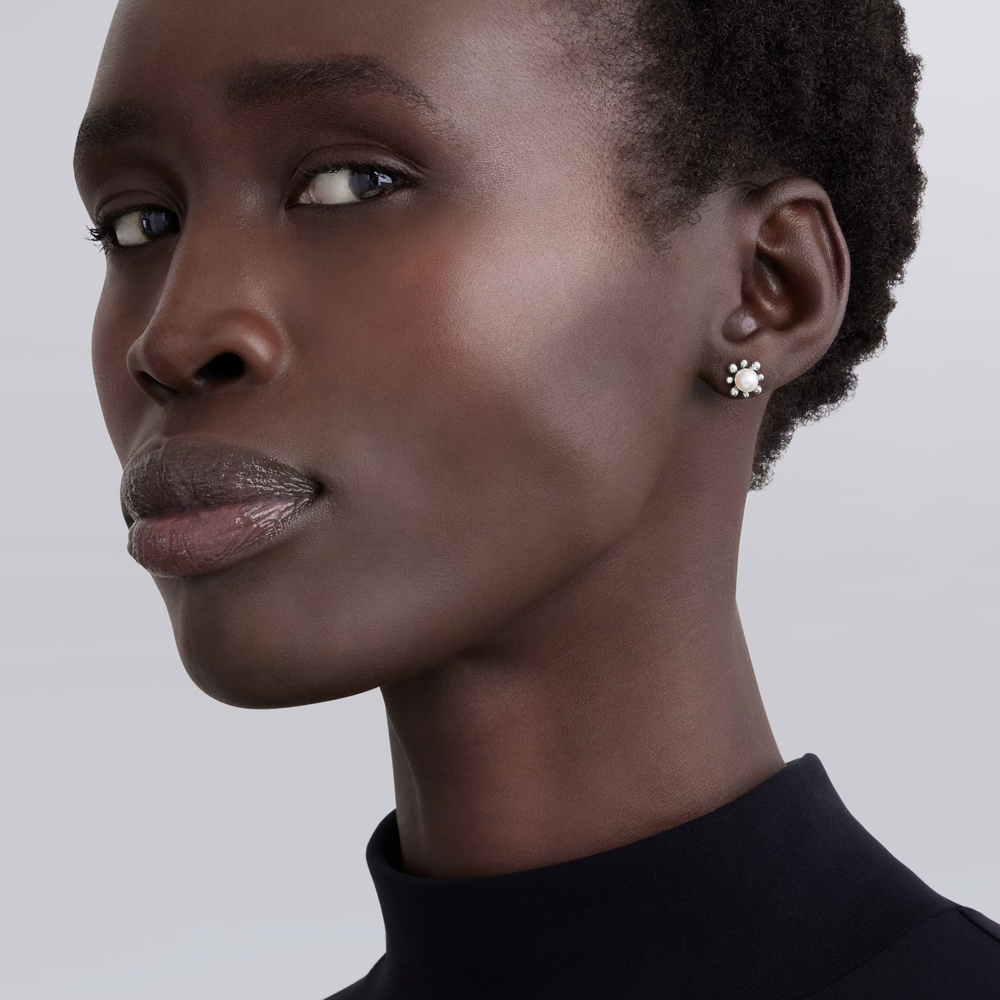 Lagos Fleur Pearl Stud Earrings in Sterling Silver