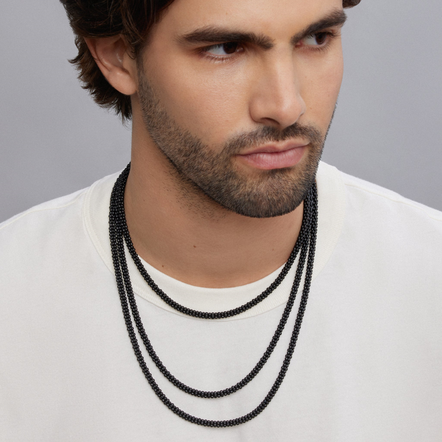 Lagos Matte Black Ceramic Beaded Necklace