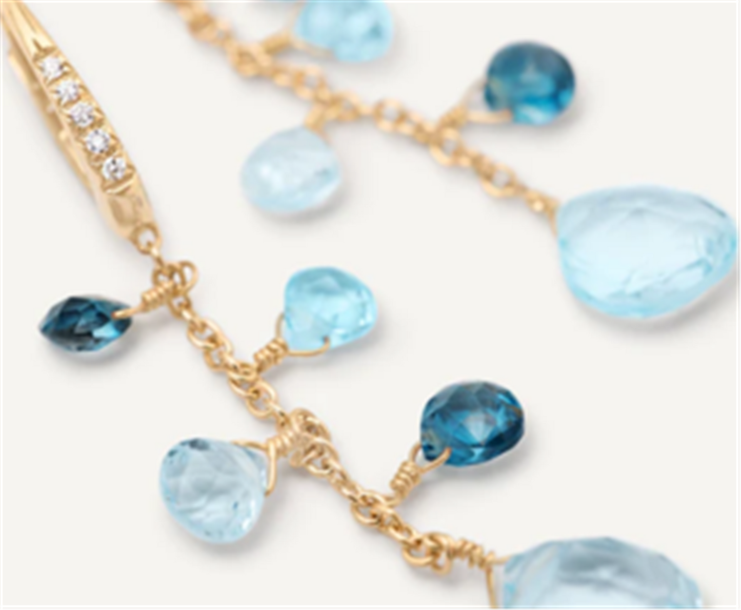 Marco Bicego Paradise Single Strand Diamond & Mixed Topaz Earrings in 18k Gold