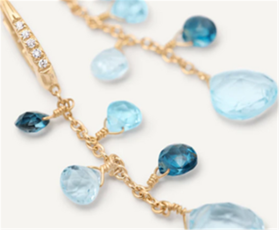 Marco Bicego Paradise Single Strand Diamond & Mixed Topaz Earrings in 18k Gold