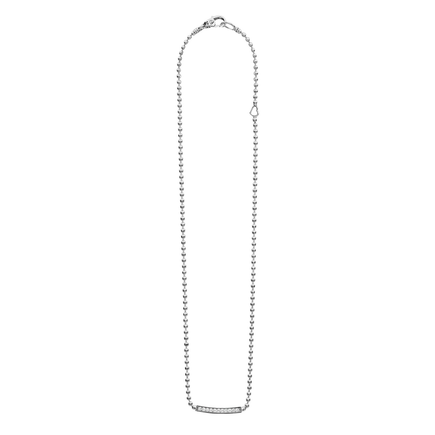 Lagos Small Station Diamond Beaded Necklace in Sterling Silver