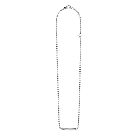 Lagos Small Station Diamond Beaded Necklace in Sterling Silver