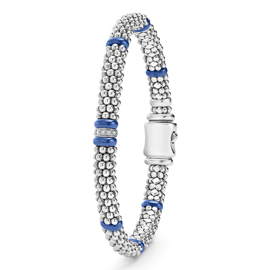 Lagos Ultramarine Single Station Diamond Caviar Bracelet