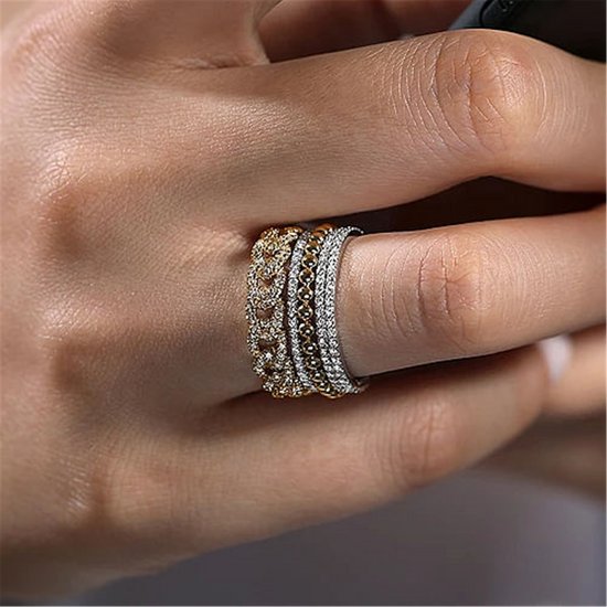 Gabriel & Co. Two Tone Bujukan Diamond Stackable Ring