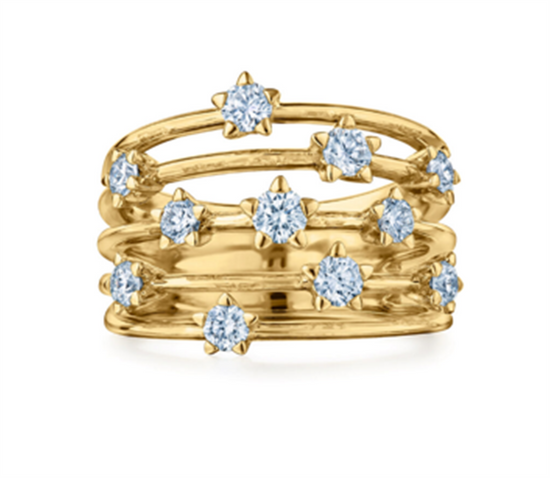 Kwiat Starry Night Star-Set Five-Row Diamond Ring in 18k Gold