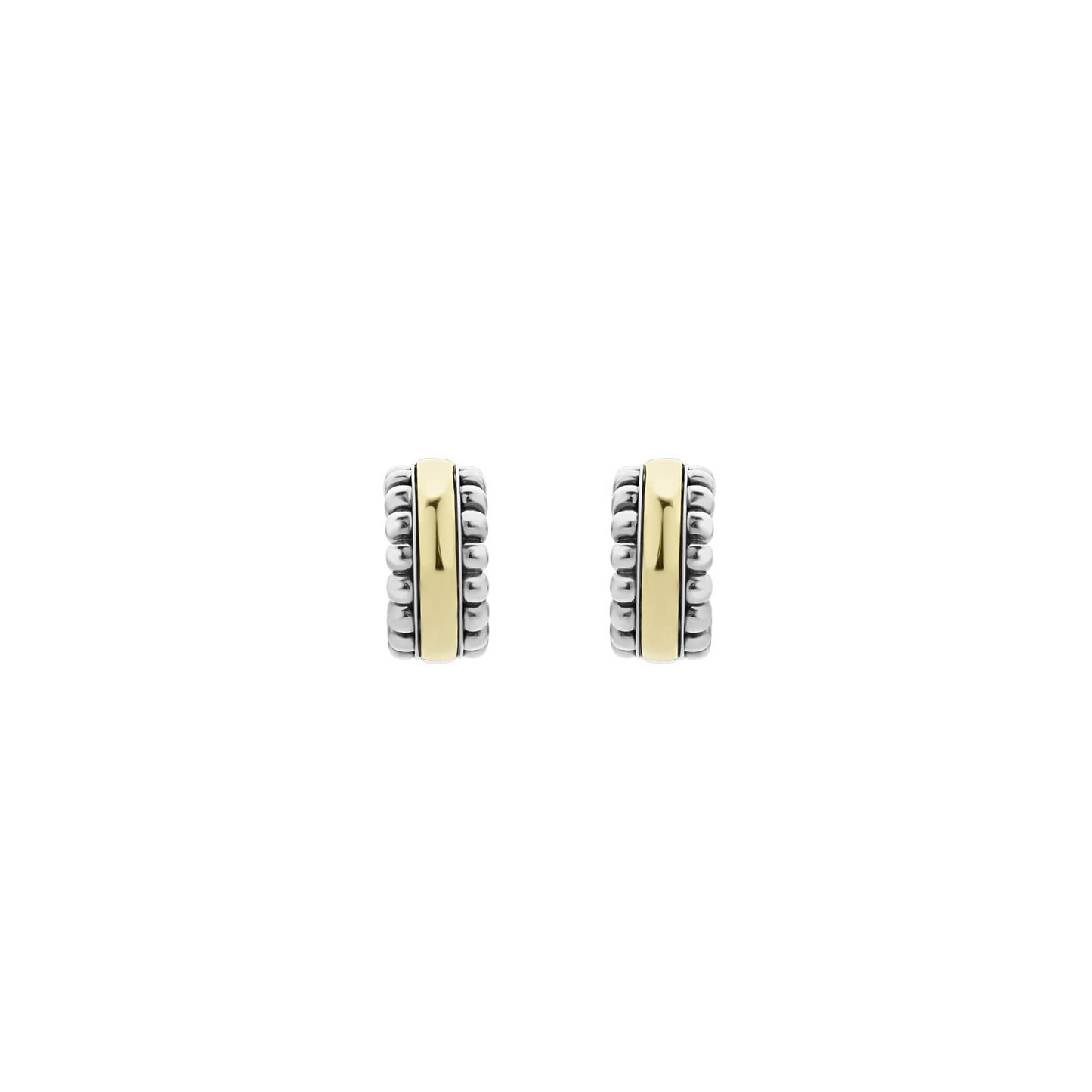 Lagos Two-Tone  Caviar Beading Flute Huggie Earrings