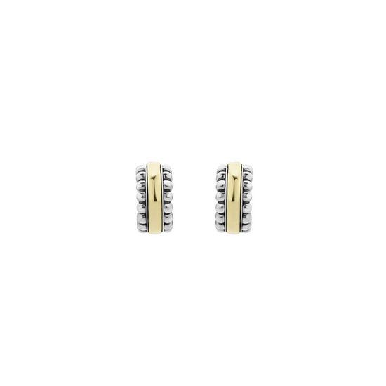 Lagos Two-Tone  Caviar Beading Flute Huggie Earrings