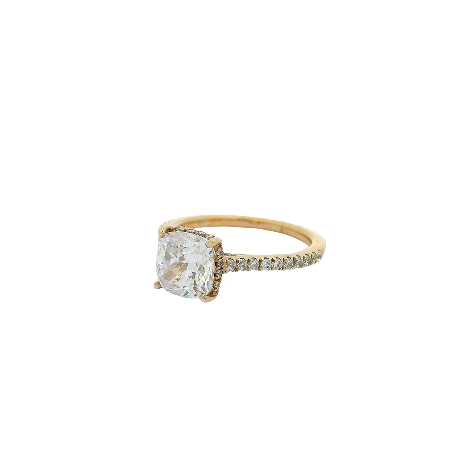 Cushion Cut w/ Hidden Halo Engagement Ring Setting  in 18k Rose Gold & 0.38ct Diamonds