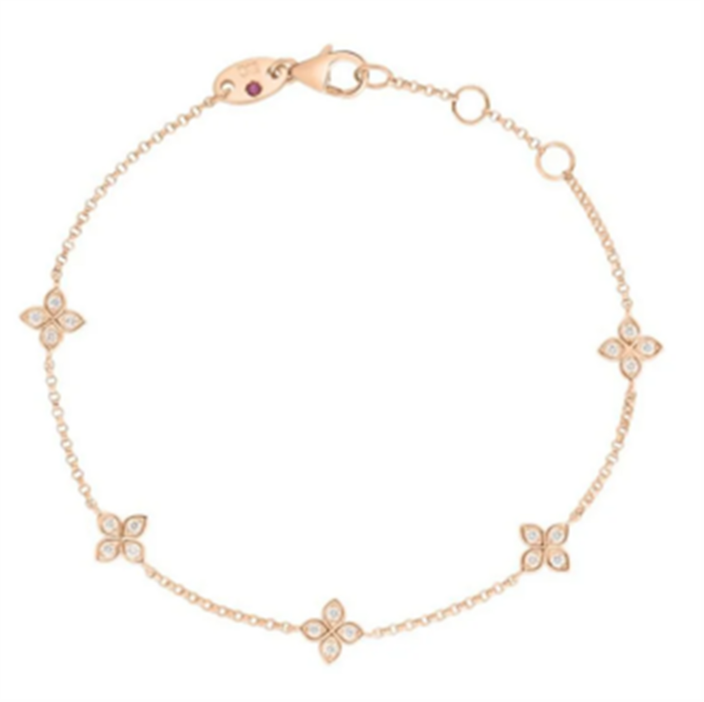 Roberto Coin Love By The Inch 5 Station Diamond Bracelet in 18k Rose Gold