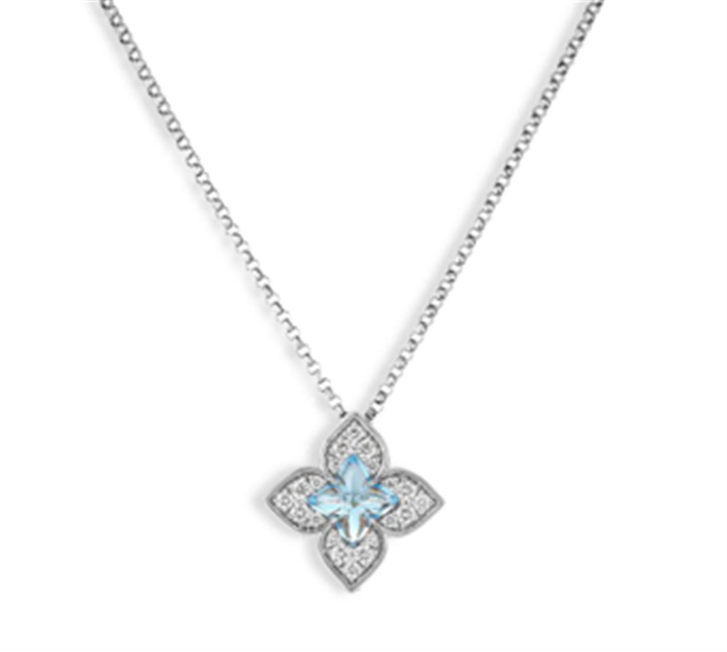Roberto Coin Venetian Princess Carnival Diamond & Blue Topaz Necklace in 18k White Gold