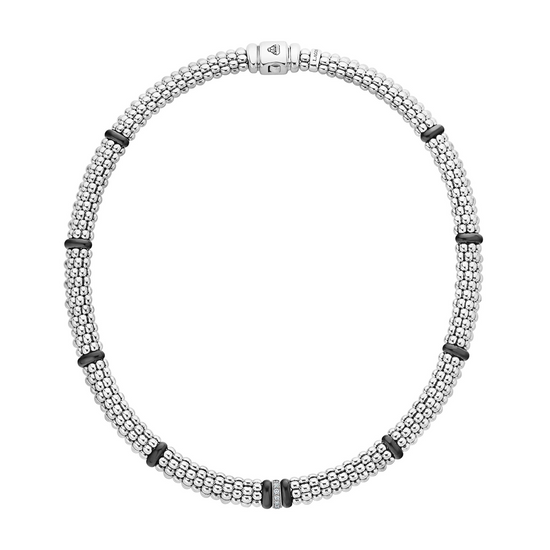 Lagos Black Single Station Diamond Caviar Necklace