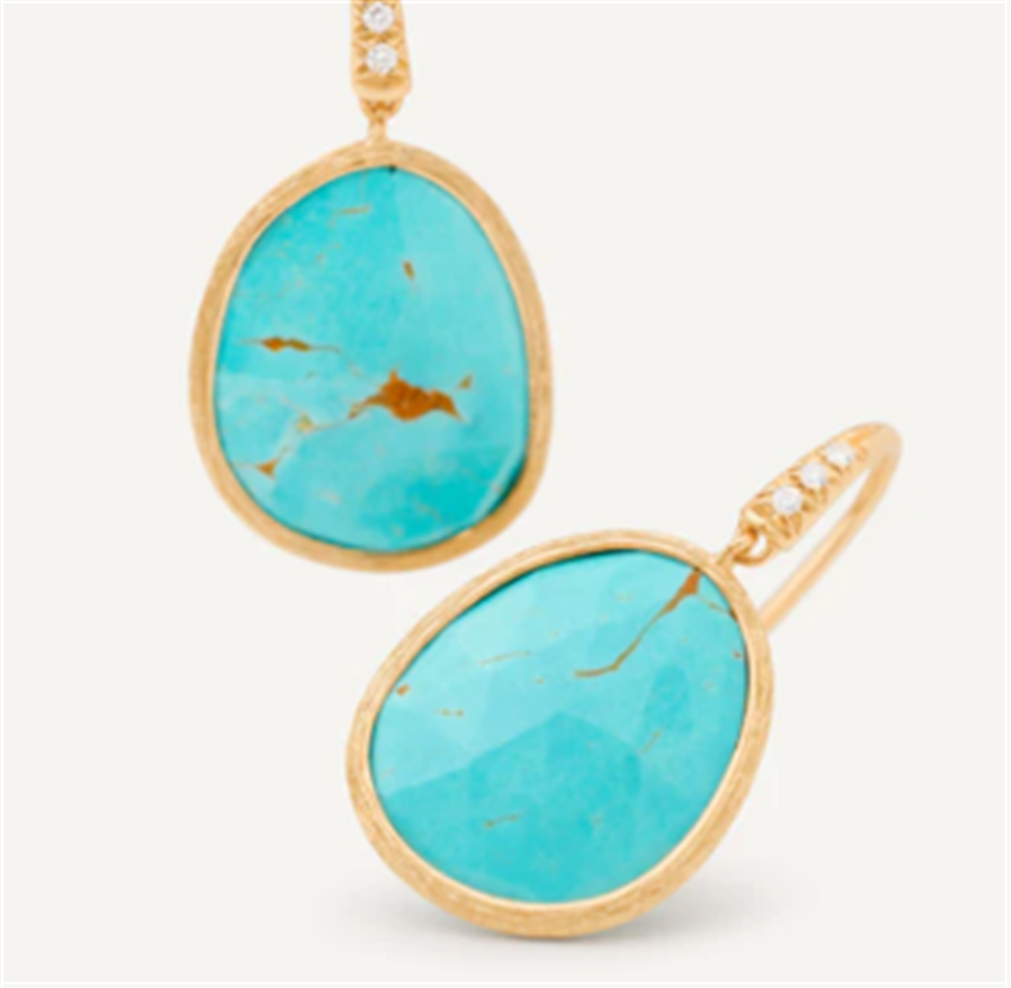 Marco Bicego Lunaria Drop Earrings with Turquoise & Diamonds